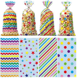  12 darabos mintás celofán zacskó, ajándéktasak - Vidám, színes minták