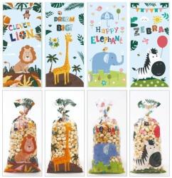  12 darabos mintás celofán zacskó, ajándéktasak - Állatok