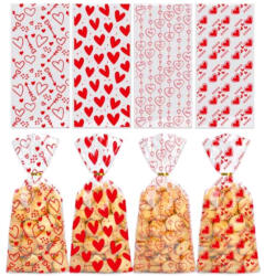  12 darabos mintás celofán zacskó, ajándéktasak - Szív, szerelem