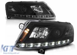 KITT Lightning Xenon Első Lámpa LED DRL Audi A6 4F C6 (2004-2008) Fekete (HLAUA64FBD2S)