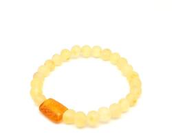 R. M. ékszer Borostyán dobcsiszolat 15mm kerek matt sárga karkötő 7-8mm (023685)