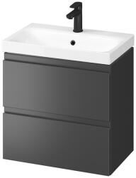 Cersanit Set dulap baie suspendat 2 sertare cu lavoar inclus, 60 cm, antracit mat, Cersanit Moduo Slim (S801-469-DSM)
