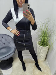  Csinos elején cipzáras műbőr szoknya övvel (476064)