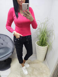  V kivágott finomkötött pulóver (piros) (935799)