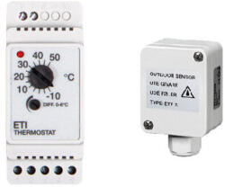BVF ETI-1551 termosztát + ETF-744 kültéri hőmérséklet-érzékelő szett - csővezetékek, ereszcsatornák fagyvédelméhez (eti1551+eft744)