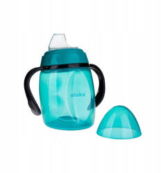 AKUKU Tanulópohár szilikon itatócsőrrel+pótcsőrrel, türkiz-fekete (280 ml/db) - perfectlife