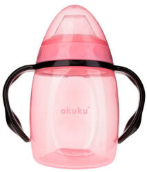 AKUKU Tanulópohár szilikon itatócsőrrel+pótcsőrrel, rózsa-fekete (280 ml/db) - perfectlife