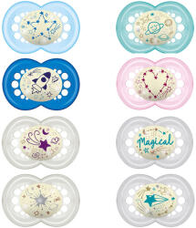 MAM Játszócumi Night, Világítós, dupla szilikon lapított (méret: 2) 6+ hó (2 db/cs) - perfectlife