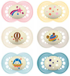 MAM Játszócumi Original night, Világítós, megújult! Egész karton szilikon lapított (méret: 2) 6+ hó (6 db/kr) - perfectlife