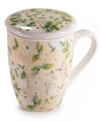 AFI Kamillavirágos bögre porcelán tetővel és fém szűrővel - 300 ml (IMO-AFI-721449SARGAVIRAG)