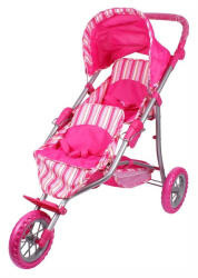 Háromkerekű iker babakocsi - rózsaszín