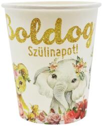  6 darabos papír pohár - Állatok virágokkal