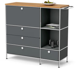 Tchibo - /Cn3 fém komód fa felső lappal - szürke