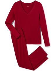 Tchibo - Pizsama csipkerátéttel - nő - méret M 40/42 - piros - tchibo - 6 995 Ft