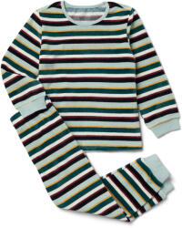 Tchibo - Gyerek plüsspizsama - fiú - méret 122/128 - zöld/csíkos