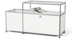 Tchibo - /Cn3 fém alacsony szekrény lenyíló ajtóval és üveglappal - fehér