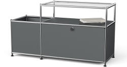 Tchibo - /Cn3 fém alacsony szekrény lenyíló ajtóval és üveglappal - szürke