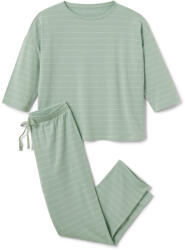 Tchibo - Női 3/4-es ujjú pizsama - nő - méret L 44/46 - zöld/csíkos