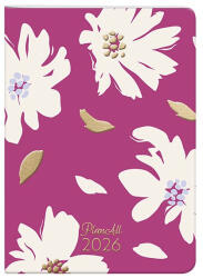 PLANALL Zsebnaptár PLANALL B/6 heti álló fehér lapos aranyozott Fall 2026 (23_09725)