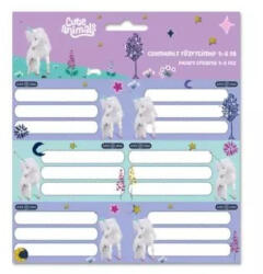 Cute Animals Cute Animals: Unikornis mintás füzetcímke - 3 x 6 db