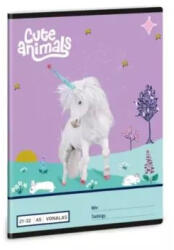 Cute Animals Cute Animals: Unikornis mintás vonalas füzet - 4. osztálytól, A5