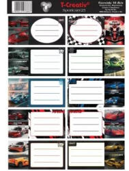 T-Creativ T-Creativ: Sportautó mintás füzetcímke - 10 db - kreativjatek