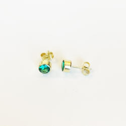 TETRAO Arany fülbevaló kövekkel zöld