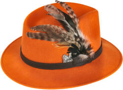 TETRAO Női vadászkalap - narancssárga, bőrszíjjal és tollal