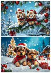 Alipson Puzzle 50260 - Christmas Kittens and Puppies - 2 x 500 db-os puzzle (50260)