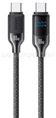 USAMS HX adatkábel (Type-C - Type-C, 100W, PD gyorstöltő, 120cm, cipőfűző, LED kijelző) FEKETE (SJ742USB01) (SJ742USB01) - mysoft