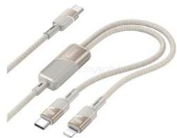 hoco. U139 adatkábel 2in1 (Type-C - lightning/Type-C, 100W, gyorstöltő, 120cm, cipőfűző) ARANY (HOCO_U139_G) (HOCO_U139_G)