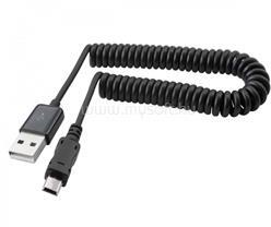 Gigapack Adatkábel (USB - miniUSB, spirálkábel 38-100cm) FEKETE (GP-24409) (GP-24409)