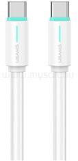 USAMS YU adatkábel (Type-C - Type-C, 60W, gyorstöltő, 100cm) FEHÉR (SJ734USB02) (SJ734USB02)