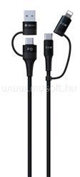 DEVIA EXTREME adatkábel 4in1 (USB+Type-C - lightning+Type-C, 60W, PD gyorstöltő, 150cm, cipőfűző) FEKETE (ST351167) (ST351167) - mysoft