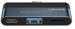 USAMS adapter (USB+Type-C aljzat, microSD kártyaolvasó - Type-C) SÖTÉTSZÜRKE (SJ491HUB01) (SJ491HUB01)