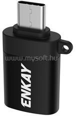 ENKAY adapter (USB aljzat - Type-C, OTG, adatátvitel) FEKETE (ENK-AT101) (ENK-AT101)
