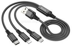 hoco. X76 töltőkábel 3in1 USB - Type-C/lightning/microUSB, 100cm, FEKETE (HOCO_X76_B) (HOCO_X76_B)