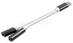 Gigapack Audió adapter és töltőkábel (elosztó, Type-C + 3.5mm jack aljzat - Type-C) FEKETE (GP-75943) (GP-75943)
