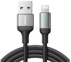 JOYROOM A10 adatkábel (USB - lightning, 2.4A, 200cm, cipőfűző, LED jelzés) FEKETE (JOYROOM_S-UL012A10_200_B) (JOYROOM_S-UL012A10_200_B)