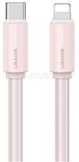 USAMS YU adatkábel (Type-C - lightning, 30W, gyorstöltő, 100cm) RÓZSASZÍN (SJ735USB04_) (SJ735USB04_)