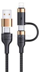 USAMS U62 adatkábel (USB/Type-C - lightning/Type-C, 60W, PD gyorstöltő, 120cm) FEKETE (SJ483USB01) (SJ483USB01)