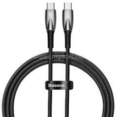 Baseus GLIMMER adatkábel (Type-C - Type-C, 5A, 100W, PD gyorstöltő, 100cm, törésgátló) FEKETE (CADH000701) (CADH000701)