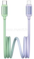 USAMS IPAD / IPAD 2 / IPAD 3rd Gen BICOLOR adatkábel Type-C - lightning, 120cm, ZÖLD/LILA (SJ757USB02) (SJ757USB02)