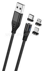 Maxlife töltőkábel 3in1 USB - Type-C/lightning/microUSB, 100cm, FEKETE (MXUC-02) (MXUC-02)