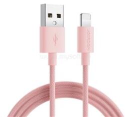 JOYROOM adatkábel (USB - lightning, 2.4A, 200cm, cipőfűző) RÓZSASZÍN (JOYROOM_S-2030M13) (JOYROOM_S-2030M13)