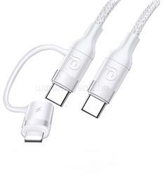 USAMS U31 adatkábel (Type-C - lightning/Type-C, 60W, PD gyorstöltő, 120cm) FEHÉR (SJ403USB02) (SJ403USB02)