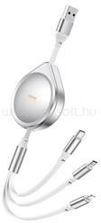 REMAX DRIP adatkábel 3in1 (USB - lightning/Type-C/microUSB, 2.4A, 15W, gyorstöltő, 100cm) EZÜST (REMAX_RC-C018) (REMAX_RC-C018)