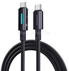 Baseus adatkábel (Type-C - Type-C, 2.4A, 100W, PD gyorstöltő, 100cm, cipőfűző, törésgátló, LED kijelző) FEKETE (P10379000121-00) (P10379000121-00)