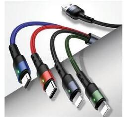 USAMS U26 adatkábel 4in1 (USB - 2 lightning/Type-C/microUSB, 2A, gyorstöltő, 120cm) FEKETE (SJ317USB01) (SJ317USB01)