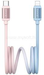 USAMS BICOLOR adatkábel (Type-C - lightning, 30W, PD gyorstöltő, 120cm) KÉK/RÓZSASZÍN (SJ757USB03) (SJ757USB03) - mysoft